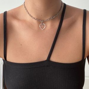 Vintage Glass Heart 925 Silver Necklace